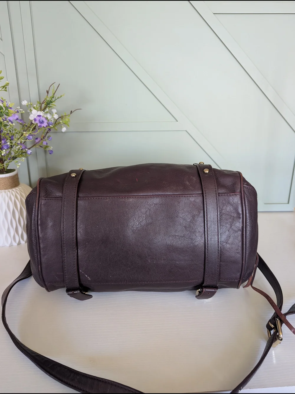 Rebecca Minkoff Plum Leather Shoulder Satchel with Gold Hardware